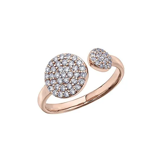 10K Rose Gold (0.40ct) Diamond Pavee Open Cuff Ring
