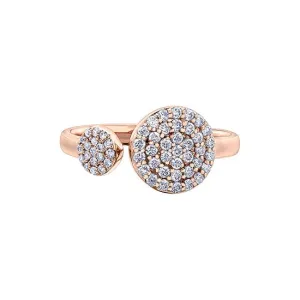 10K Rose Gold (0.40ct) Diamond Pavee Open Cuff Ring