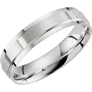 10K White 5 mm Grooved Band Size 10