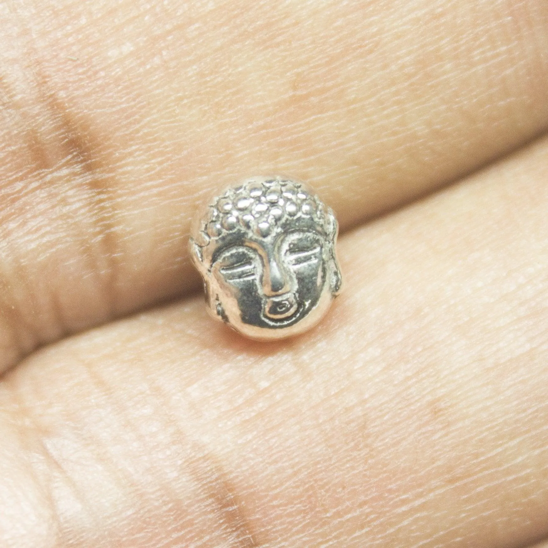14 Buddha Spacer Beads Antique Silver Tone Meditation Bead - SC144