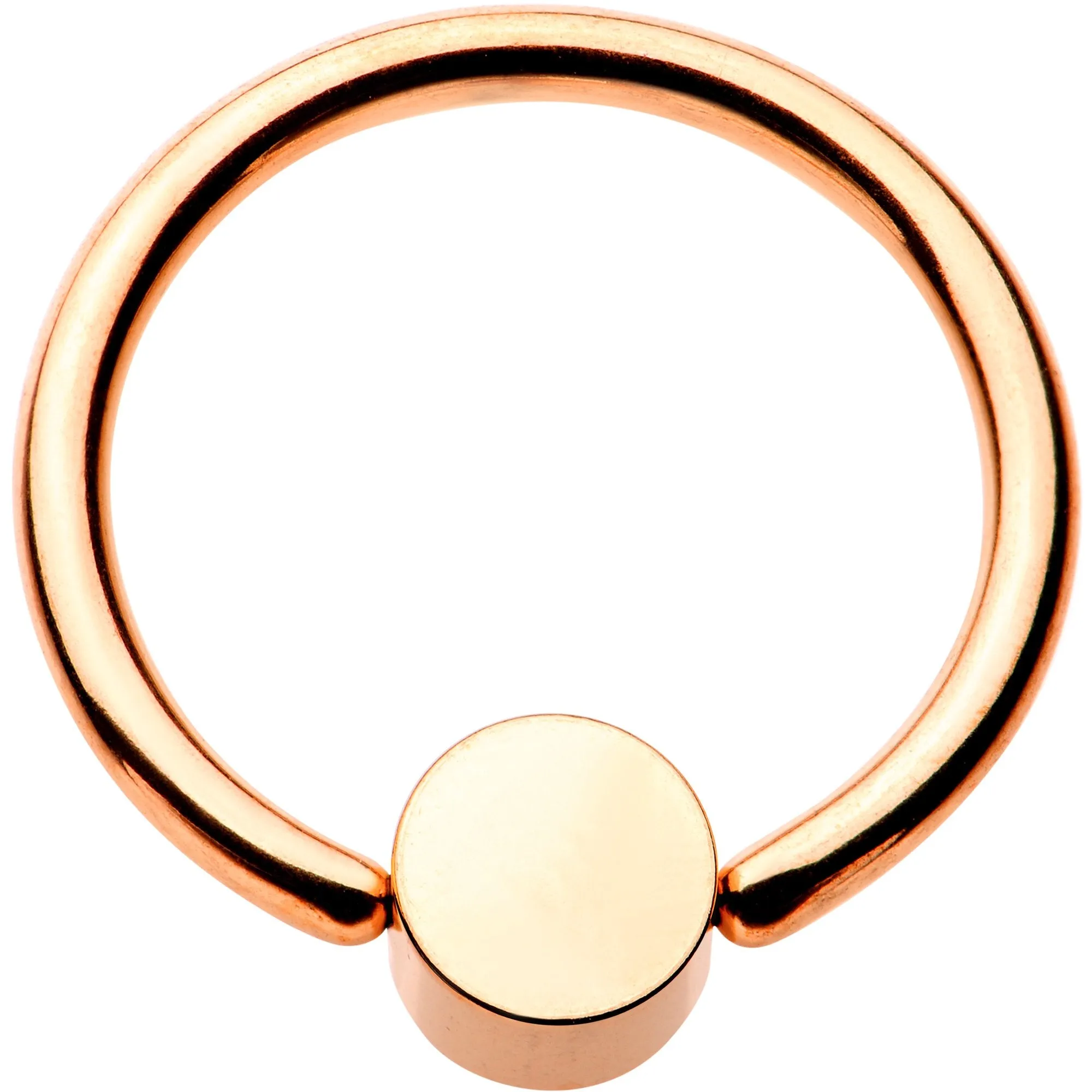 14 Gauge 1/2 Clear Gem 5mm Disc Rose Gold IP BCR Captive Ring