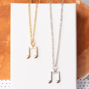 14k Gold or Sterling Silver Music Medium Note Charm Necklace