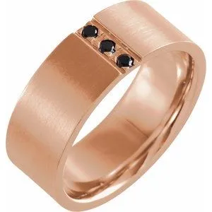 14K Rose .08 CTW Black Diamond Band with Satin Finish Size 11