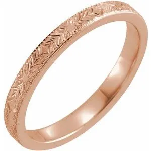 14K Rose 2.5 mm Design-Engraved Band Size 7