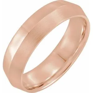 14K Rose 6 mm Knife-Edge Comfort-Fit Band with Satin Finish Size 10