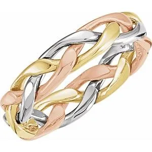 14K Tri-Color 4.75 mm Woven Band Size 10