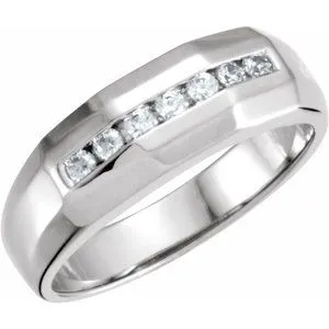 14K White 1/5 CTW Diamond Men's Band