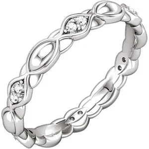 14K White 1/8 CTW Diamond Sculptural-Inspired Eternity Band Size 6