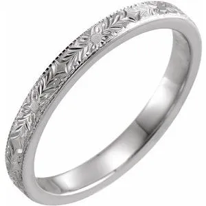14K White 2.5 mm Design-Engraved Band Size 7