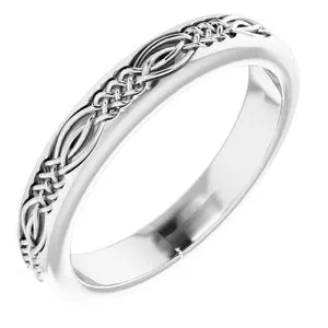 14K White 3.2 mm Celtic-Inspired Band Size 5