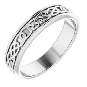 14K White 5 mm Celtic-Inspired Band Size 10