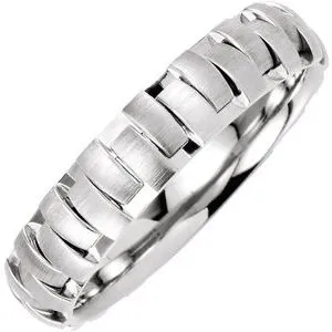14K White 5 mm Design Band with Satin Finish Size 5