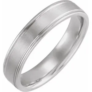 14K White 5 mm Grooved Band Size 4