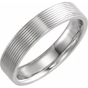 14K White 5 mm Ridged Band Size 11