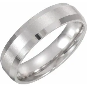 14K White 6 mm Beveled-Edge Band with Satin Finish Size 9.5