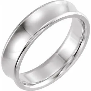 14K White 6 mm Beveled-Edge Concave Band Size 8.5