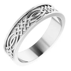 14K White 6 mm Celtic-Inspired Band Size 12