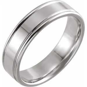 14K White 6 mm Grooved Band Size 11.5