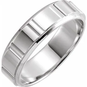 14K White 6 mm Patterned Band Size 10