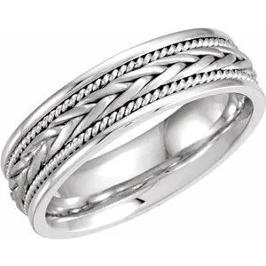 14K White 6.75 mm Woven Band Size 11.5