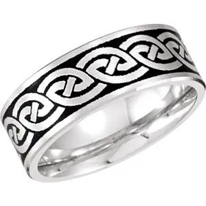 14K White 7 mm Design Band with Enamel Size 5