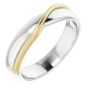 14K White & Yellow 5 mm Pattern Band Size 10