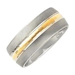 14K White & Yellow 8 mm Design Band Size 10