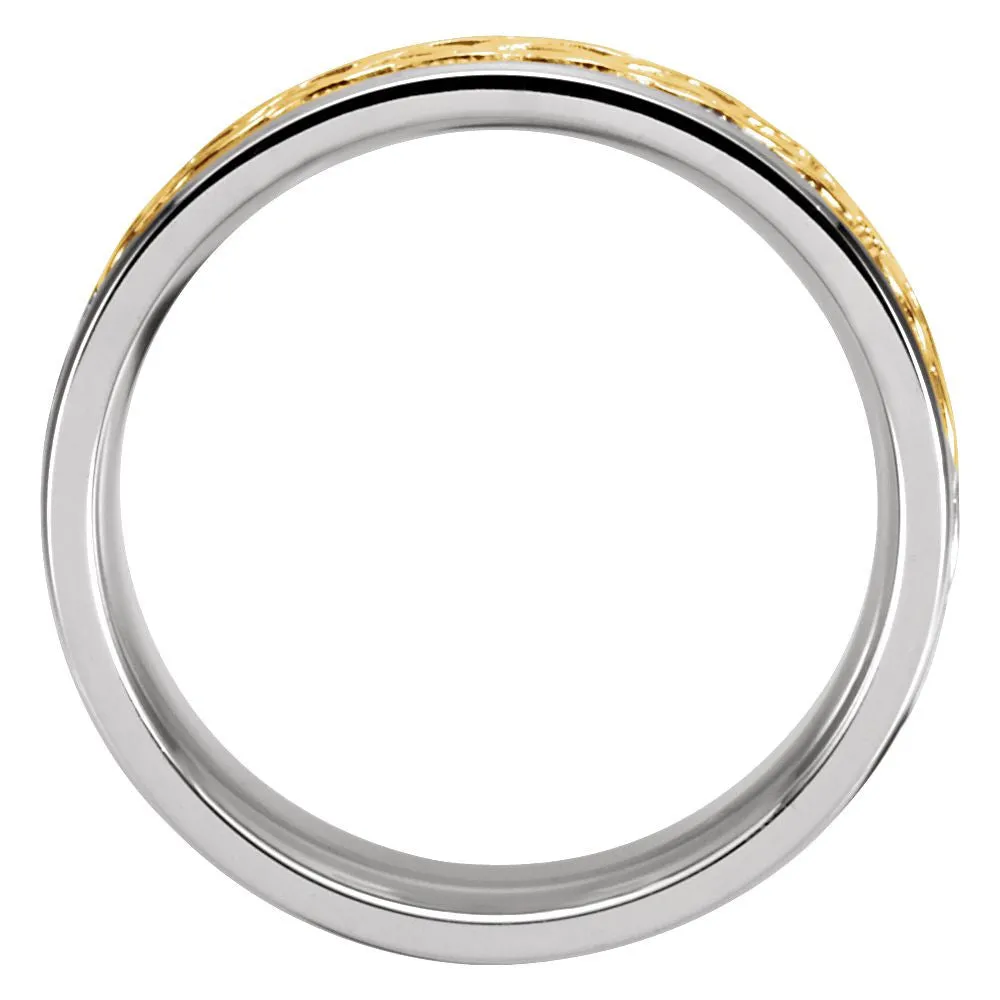 14K White & Yellow Gold 7mm Celtic-Inspired Band Size 12.5
