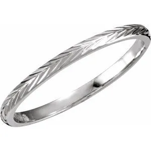 14K White Design-Engraved Band Size 7