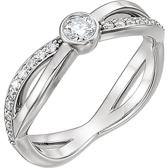 14k White Gold 1/3 CTW Diamond Infinity-Inspired Ring, Size 7
