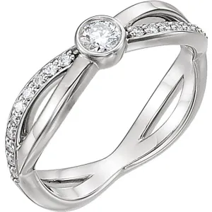 14k White Gold 1/3 CTW Diamond Infinity-Inspired Ring, Size 7