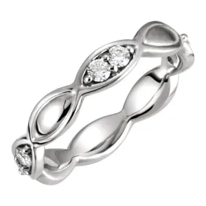 14k White Gold 1/3 CTW Diamond Sculptural-Inspired Eternity Band , Size 7