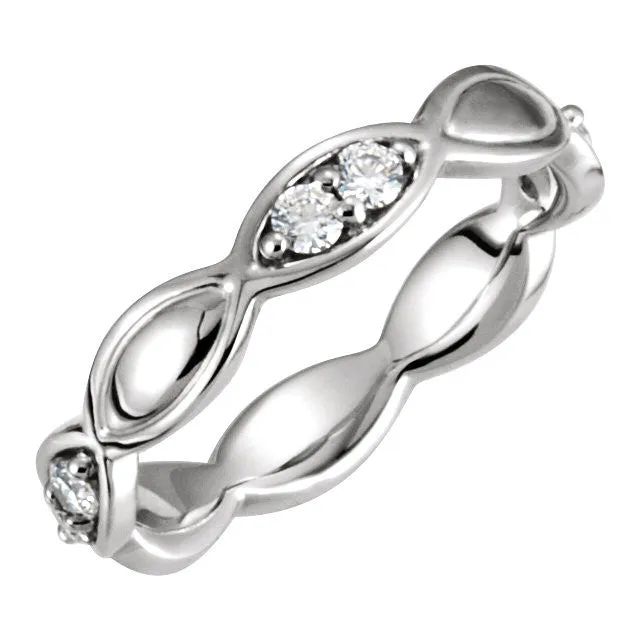 14k White Gold 1/3 CTW Diamond Sculptural-Inspired Eternity Band , Size 7