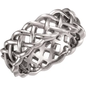 14k White Gold 8mm Celtic Inspired Band Size 5