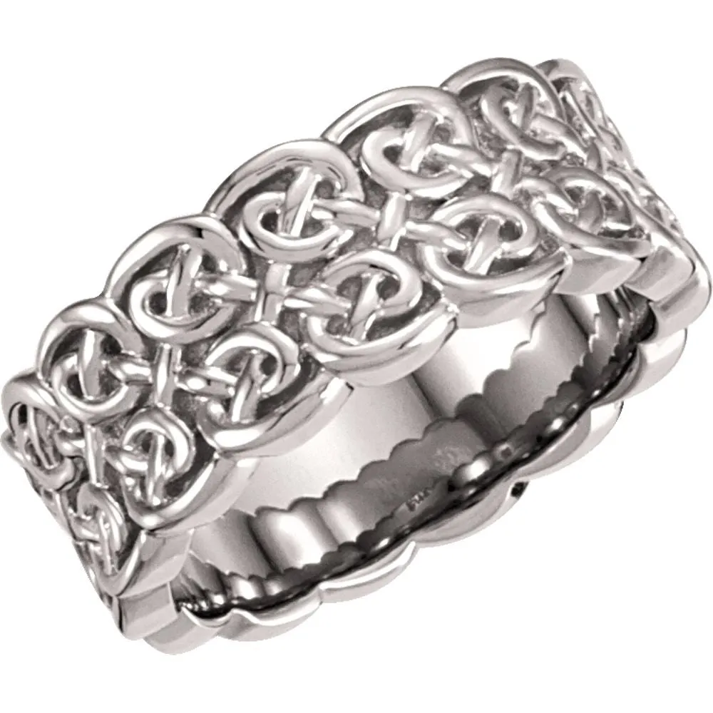 14k White Gold 8mm Celtic-Inspired Band, Size 7