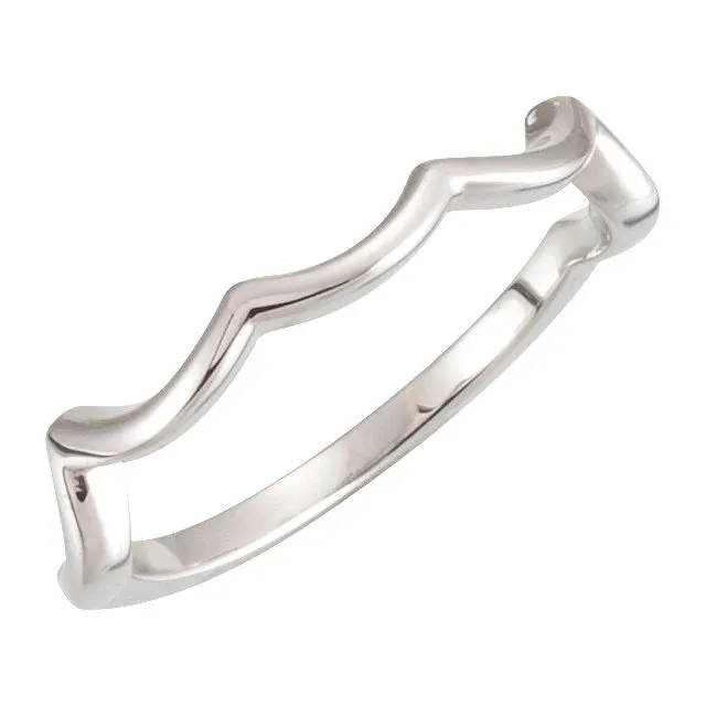 14k White Gold Infinity-Inspired Band Mounting, Size 7