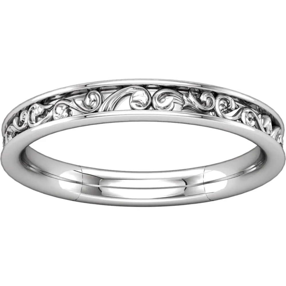 14k White Gold Sculptural-Inspired Band , Size 7
