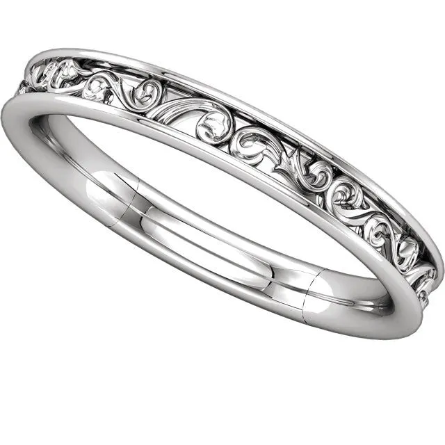 14k White Gold Sculptural-Inspired Band , Size 7