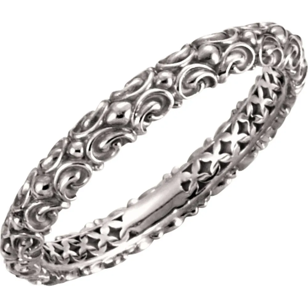 14k White Gold Sculptural-Inspired Ring , Size 7