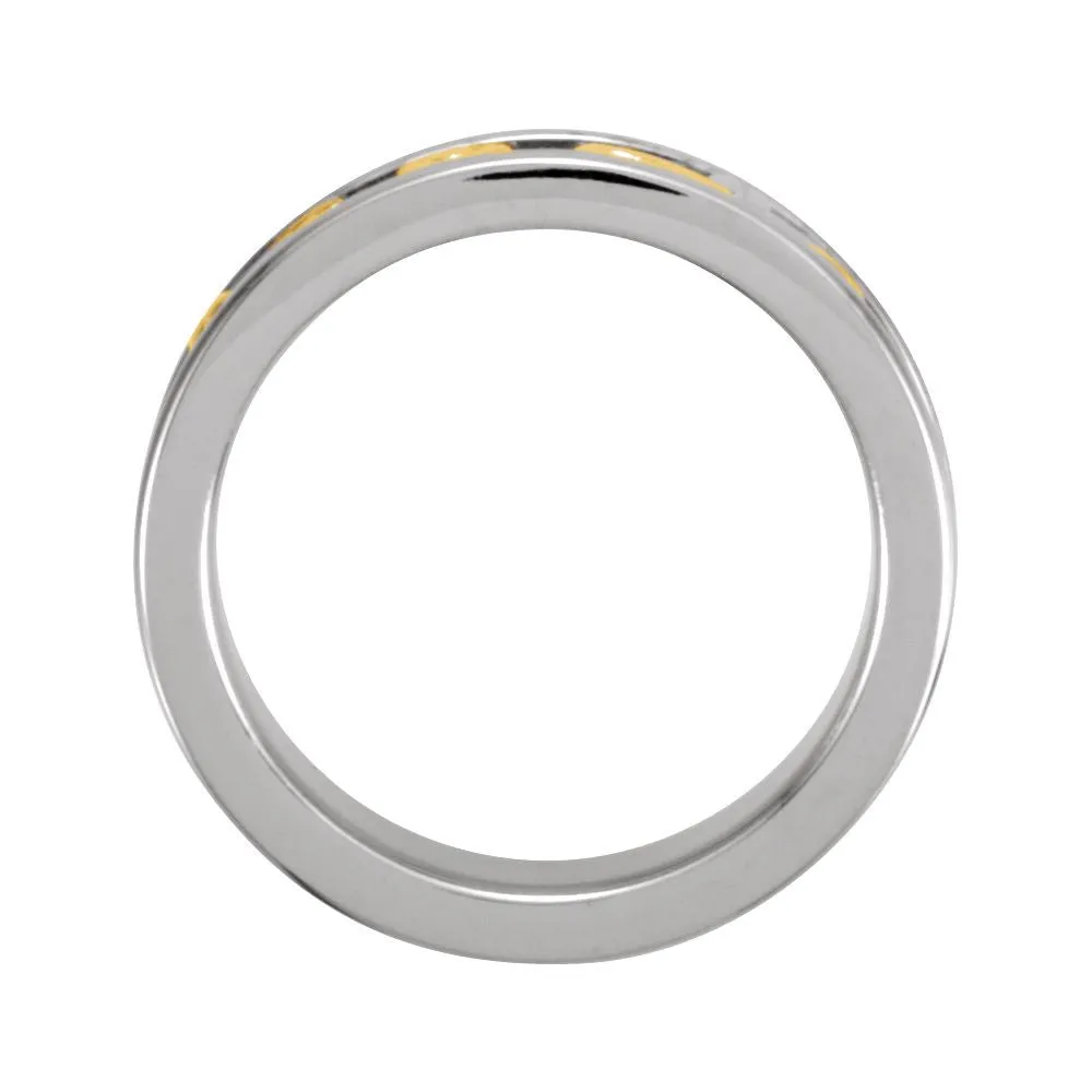 14K White/14k Yellow Gold Etruscan-Inspired Band, Size 5.5