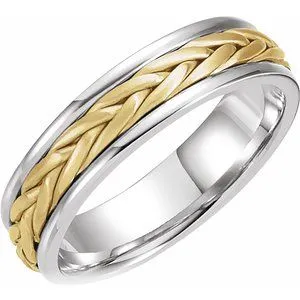 14K White/Yellow 5 mm Woven Band Size 10