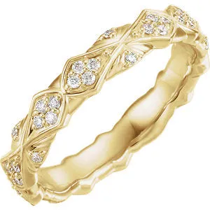 14K Yellow 1/3 CTW Diamond Sculptural-Inspired Eternity Band Size 7.5