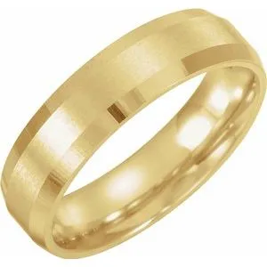 14K Yellow 6 mm Beveled-Edge Band with Satin Finish Size 10.5