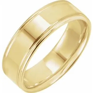 14K Yellow 7 mm Grooved Band Size 10