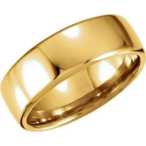 14K Yellow 7.5 mm European Half Round Band Size 13