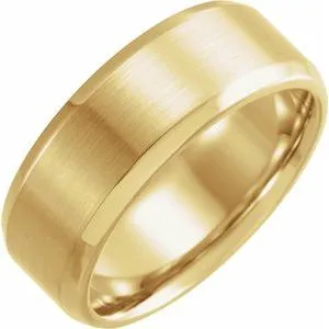 14K Yellow 8 mm Beveled-Edge Band with Satin Finish Size 10.5