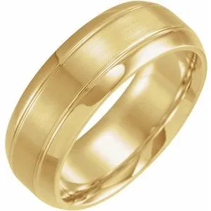 14K Yellow 8 mm Grooved Beveled-Edge Band Size 11