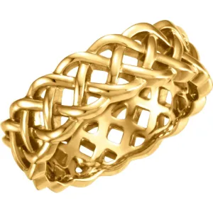 14k Yellow Gold 8mm Celtic Inspired Band Size 9