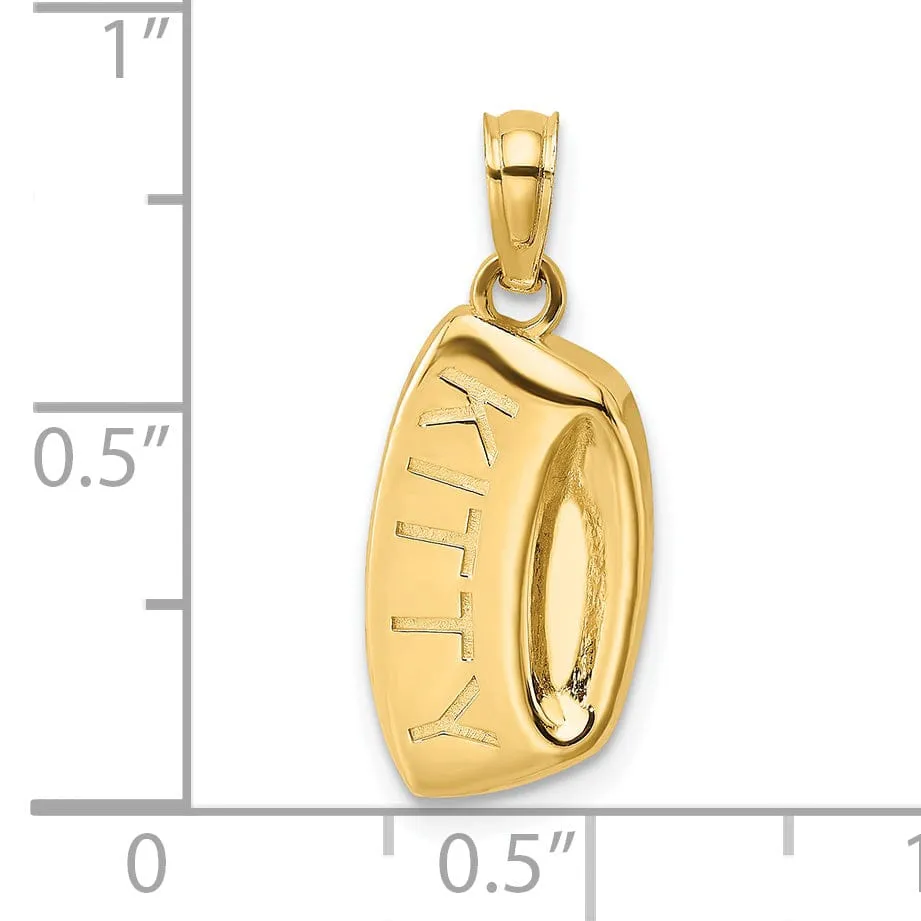 14K Yellow Gold Polished Finish KITTY Cat Bowl Charm Pendant