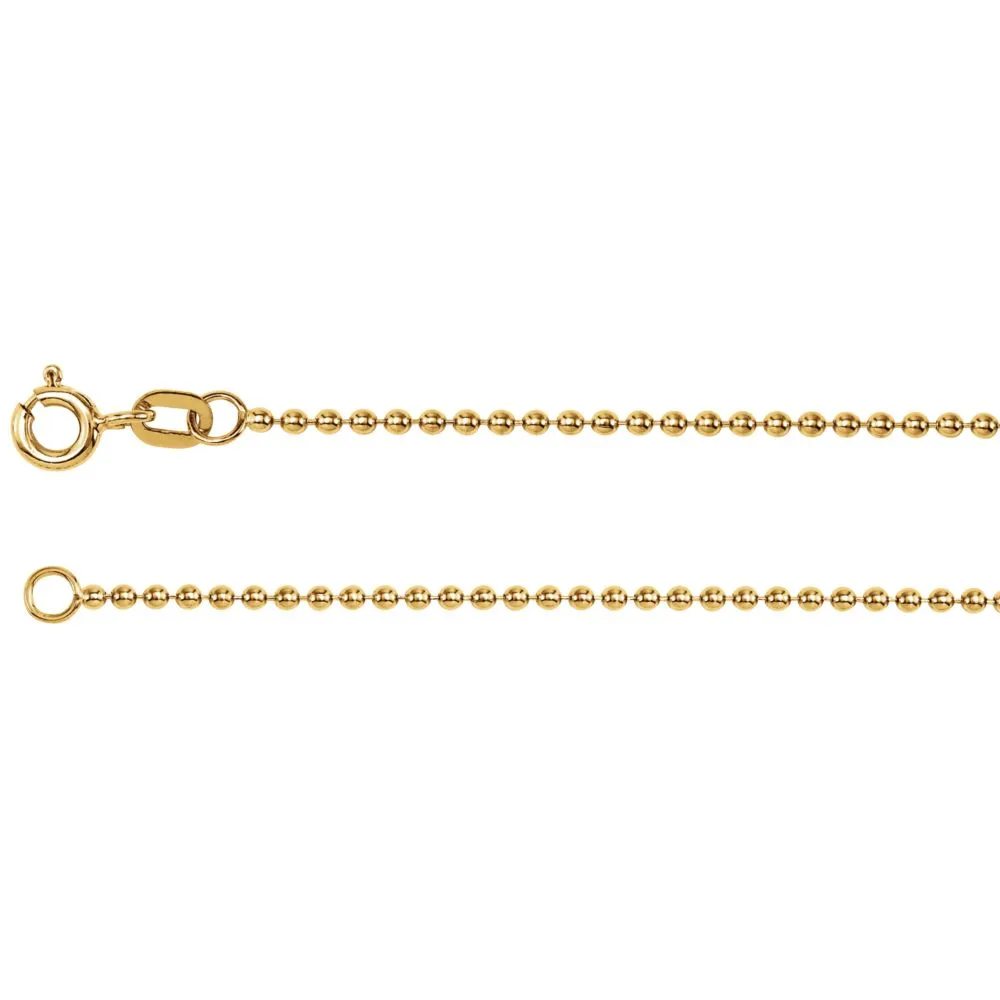 14k Yellow Gold Solid Bead 7" Chain